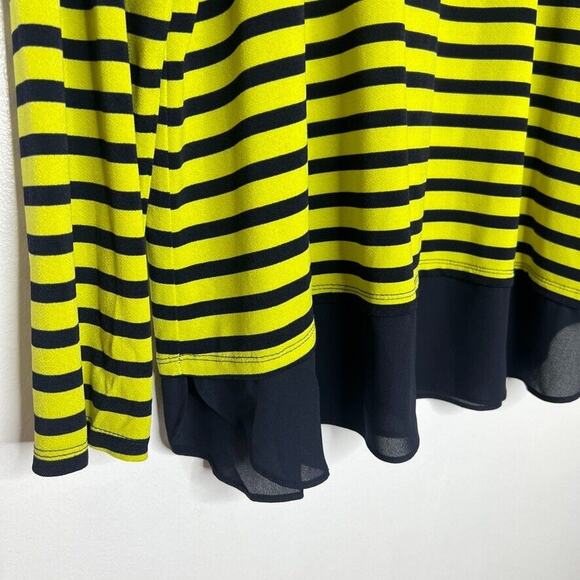Susan Graver Women's Yellow Navy Striped Top Size XL Long Sleeve - Picture 7 of 10